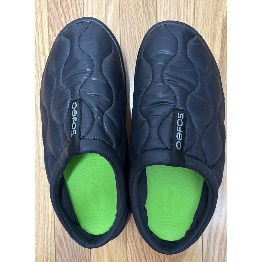 OOFOS Men's OOcoozie Thermo Mules‎ Quilted Recovery Slipper Black - Size 11
